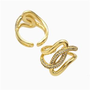 Copper Ring Pave Zircon, Gold Plated, approx 21mm, 18mm dia