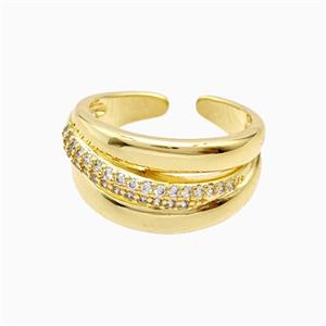 Copper Ring Pave Zircon, Gold Plated, approx 12mm, 18mm dia