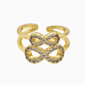 Copper Ring Pave Zircon, Gold Plated, approx 13mm, 18mm dia