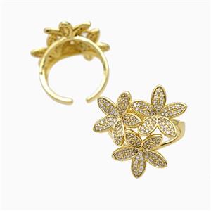 Copper Ring Pave Zircon, Gold Plated, approx 14mm, 18mm dia