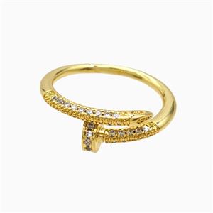 Copper Ring Pave Zircon, Gold Plated, approx 8mm, 18mm dia