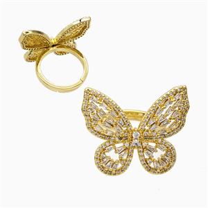 Copper Ring Pave Zircon, Gold Plated, approx 24-28mm, 18mm dia