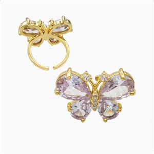 Copper Ring Pave Zircon, Gold Plated, approx 18-26mm, 18mm dia