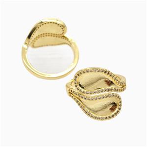 Copper Ring Pave Zircon, Gold Plated, approx 18mm, 18mm dia