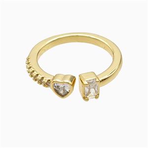 Copper Ring Pave Zircon, Gold Plated, approx 5mm, 18mm dia