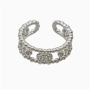 Copper Ring Pave Zircon, Gold Plated, approx 7mm, 18mm dia