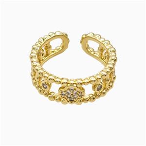 Copper Ring Pave Zircon, Gold Plated, approx 7mm, 18mm dia