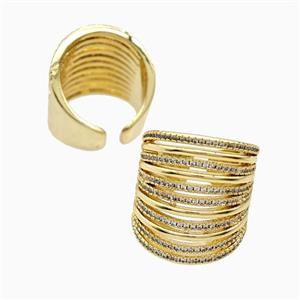 Copper Ring Pave Zircon, Gold Plated, approx 25mm, 18mm dia