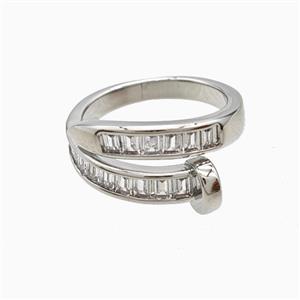 Copper Ring Pave Zircon, Gold Plated, approx 3-8mm, 18mm dia