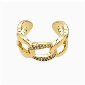 Copper Ring Pave Zircon, Gold Plated, approx 10mm, 18mm dia