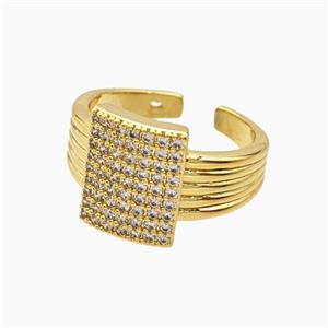 Copper Ring Pave Zircon, Gold Plated, approx 13.5mm, 18mm dia