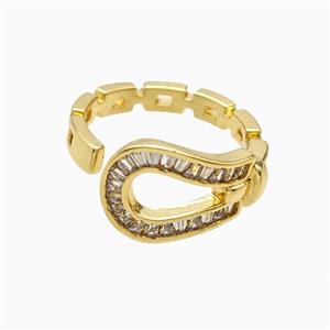Copper Ring Pave Zircon, Gold Plated, approx 11.5mm, 18mm dia