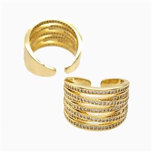 Copper Ring Pave Zircon, Gold Plated, approx 15mm, 18mm dia