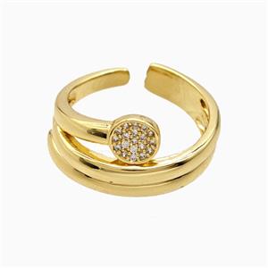 Copper Ring Pave Zircon, Gold Plated, approx 6-12mm, 18mm dia