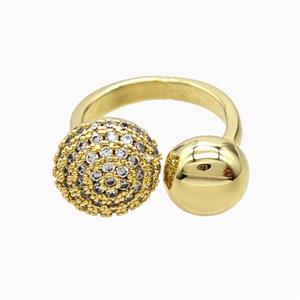 Copper Ring Pave Zircon, Gold Plated, approx 10-12mm, 18mm dia