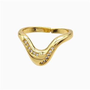 Copper Ring Pave Zircon, Gold Plated, approx 10mm, 18mm dia