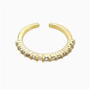 Copper Ring Pave Zircon, Gold Plated, approx 2mm, 18mm dia