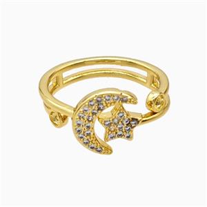 Copper Ring Pave Zircon, Gold Plated, approx 11mm, 18mm dia