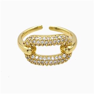 Copper Ring Pave Zircon, Gold Plated, approx 11mm, 18mm dia