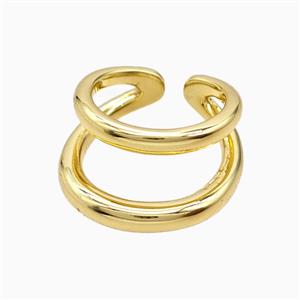 Copper Ring Pave Zircon, Gold Plated, approx 13mm, 18mm dia