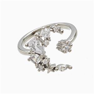 Copper Ring Pave Zircon, Gold Plated, approx 4mm, 16mm, 18mm dia