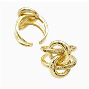 Copper Ring Pave Zircon, Gold Plated, approx 15-25mm, 18mm dia