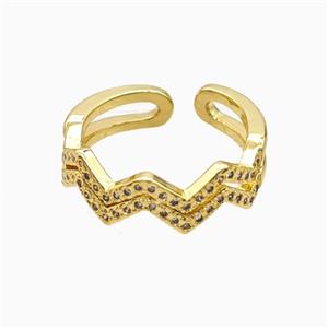 Copper Ring Pave Zircon, Gold Plated, approx 7mm, 18mm dia