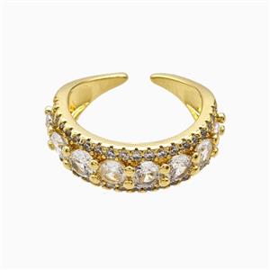 Copper Ring Pave Zircon, Gold Plated, approx 7.5mm, 18mm dia