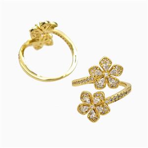 Copper Ring Pave Zircon, Gold Plated, approx 12mm, 18mm dia