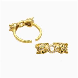 Copper Leopard Rings Pave Zirconia 18K Gold Plated, approx 7-19mm, 18mm dia