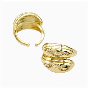 Copper Rings Pave Zirconia 18K Gold Plated, approx 19mm, 18mm dia