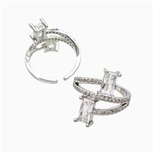 Copper Rings Pave Zirconia Platinum Plated, approx 20mm, 18mm dia