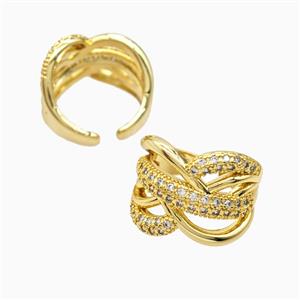 Copper Rings Pave Zirconia 18K Gold Plated, approx 18mm, 18mm dia