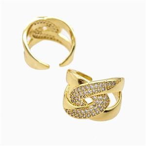 Copper Rings Pave Zirconia 18K Gold Plated, approx 16mm, 18mm dia