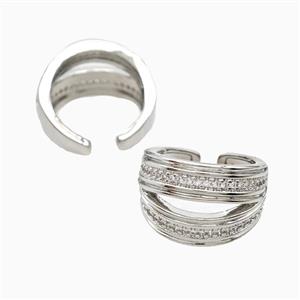 Copper Rings Pave Zirconia Platinum Plated, approx 16mm, 18mm dia