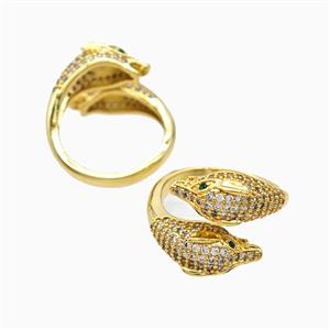 Copper Snake Rings Pave Zirconia 18K Gold Plated, approx 17mm, 18mm dia