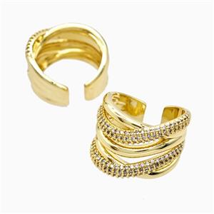 Copper Rings Pave Zirconia 18K Gold Plated, approx 17mm, 18mm dia