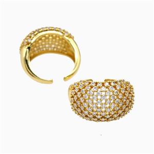 Copper Rings Pave Zirconia 18K Gold Plated, approx 16mm, 18mm dia