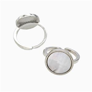 Copper Sun Rings Pave Shell Platinum Plated, approx 15mm, 18mm dia