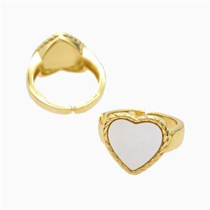 Copper Heart Rings Pave Shell 18K Gold Plated, approx 16mm, 18mm dia
