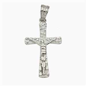 Copper Crucifix Cross Pendant Platinum Plated, approx 19-29mm