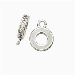 Copper Bail Pave Zirconia Platinum Plated, approx 10mm