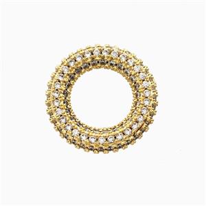 Copper Circle Connector Pave Zirconia 18K Gold Plated, approx 18mm