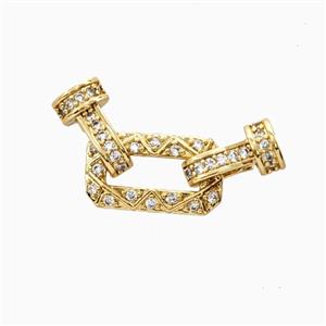 Copper Connector Clasp Pave Zirconia 18K Gold Plated, approx 9-30mm, 6-11mm