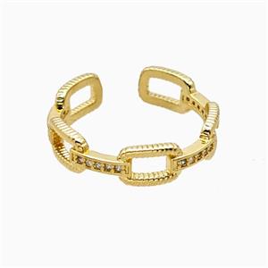 Copper Ring Pave Zirconia 18K Gold Plated, approx 5.5mm, 18mm dia