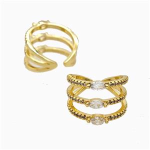 Copper Rings Pave Zirconia 18K Gold Plated, approx 15mm, 18mm dia