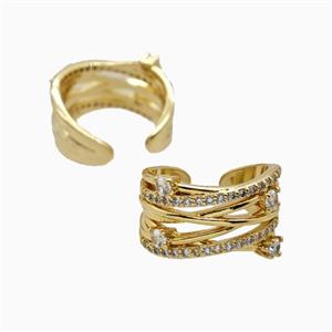 Copper Rings Pave Zirconia 18K Gold Plated, approx 14mm, 18mm dia