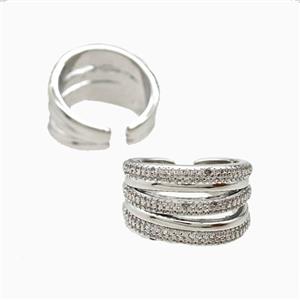 Copper Rings Pave Zirconia Platinum Plated, approx 14.5mm, 18mm dia