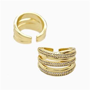 Copper Rings Pave Zirconia 18K Gold Plated, approx 14.5mm, 18mm dia