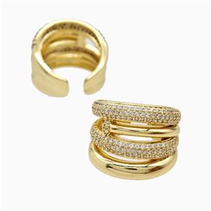 Copper Rings Pave Zirconia 18K Gold Plated, approx 19mm, 18mm dia
